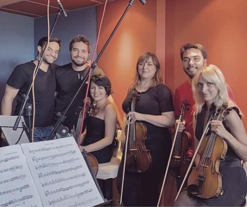 Cuarteto de cuerda grabando para Emilio Esteban